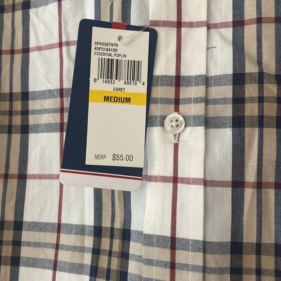 Izod Essential Poplin Plaid Button Up in size Medium - Picture 5 of 6